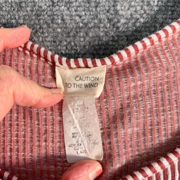 Caution to the Wind (Anthropologie) Red and White Striped Scoop Neck Dress Large - Picture 4 of 6